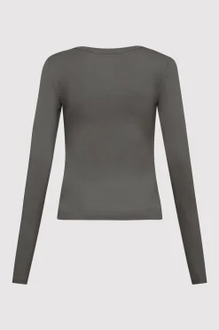 St. Agni Organic Cotton Long Sleeve Top - Pewter Grey