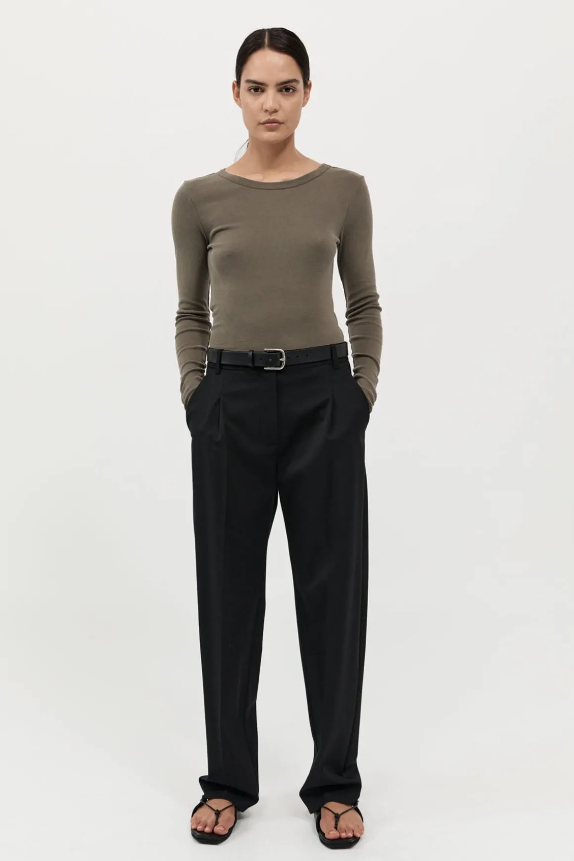 St. Agni Organic Cotton Long Sleeve Top - Kelp