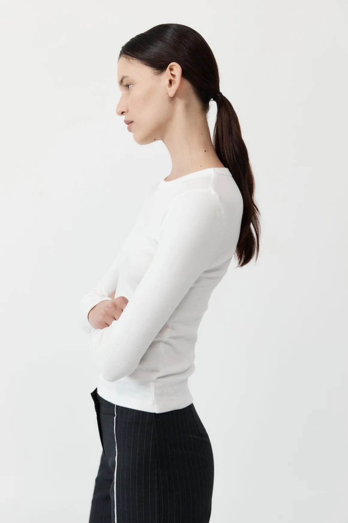 St. Agni Organic Cotton Long Sleeve Top - White
