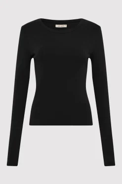 St. Agni Organic Cotton Long Sleeve Top - Black