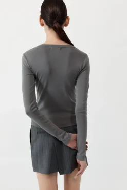 St. Agni Organic Cotton Long Sleeve Top - Pewter Grey