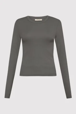 St. Agni Organic Cotton Long Sleeve Top - Pewter Grey