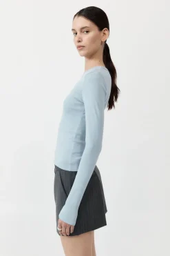 St. Agni Organic Cotton Long Sleeve Top - Stone Blue
