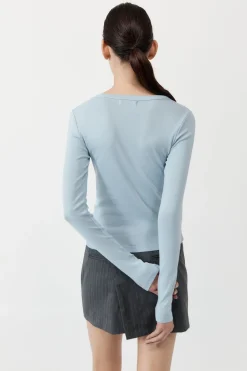 St. Agni Organic Cotton Long Sleeve Top - Stone Blue