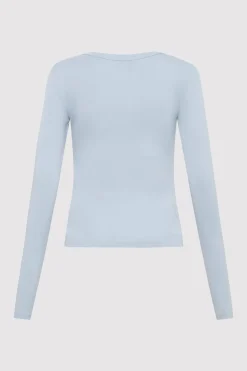 St. Agni Organic Cotton Long Sleeve Top - Stone Blue