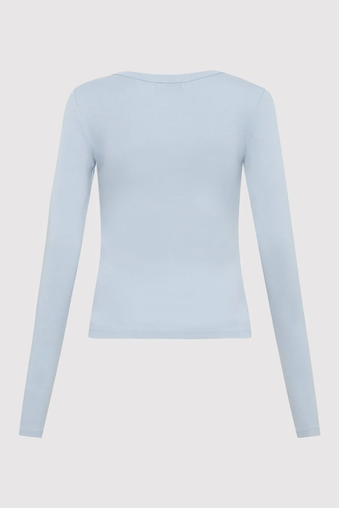 St. Agni Organic Cotton Long Sleeve Top - Stone Blue