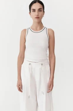 St. Agni Organic Cotton Singlet - White/Black
