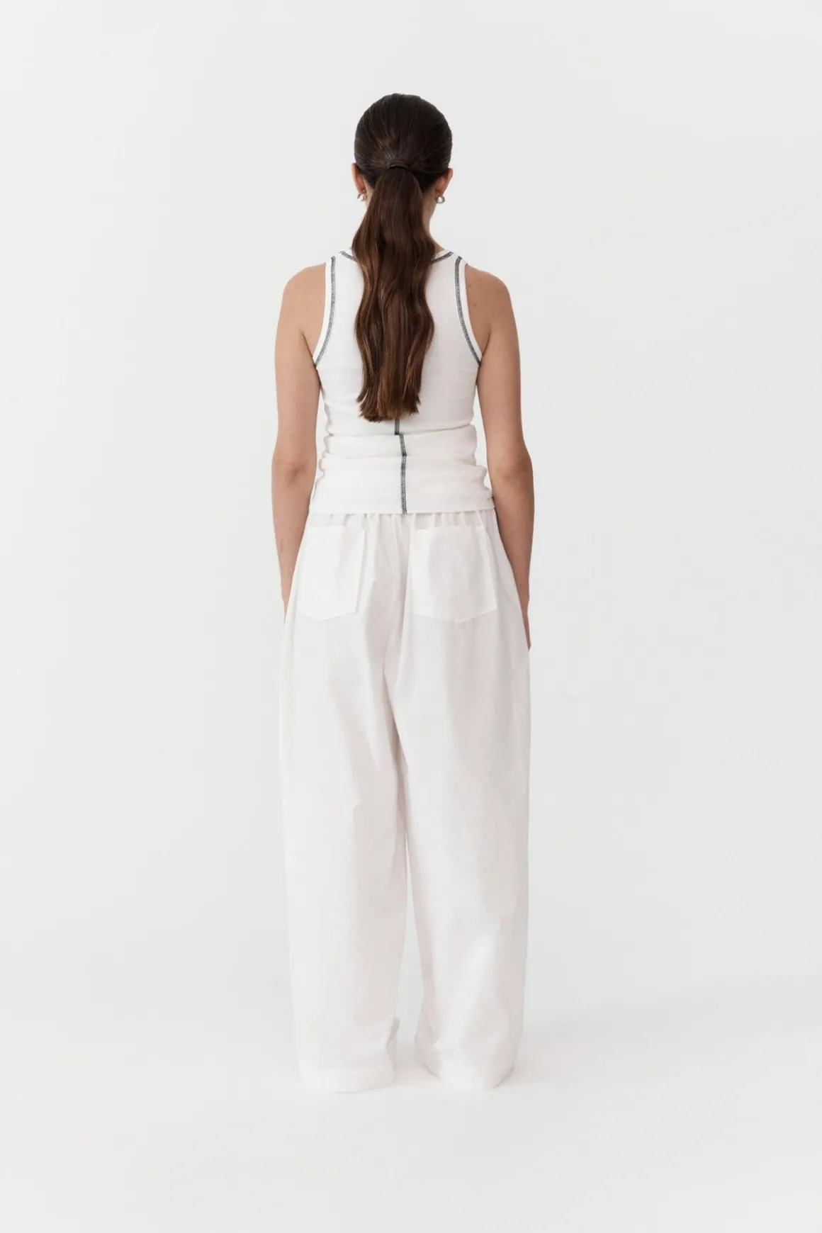 St. Agni Organic Cotton Singlet - White/Black