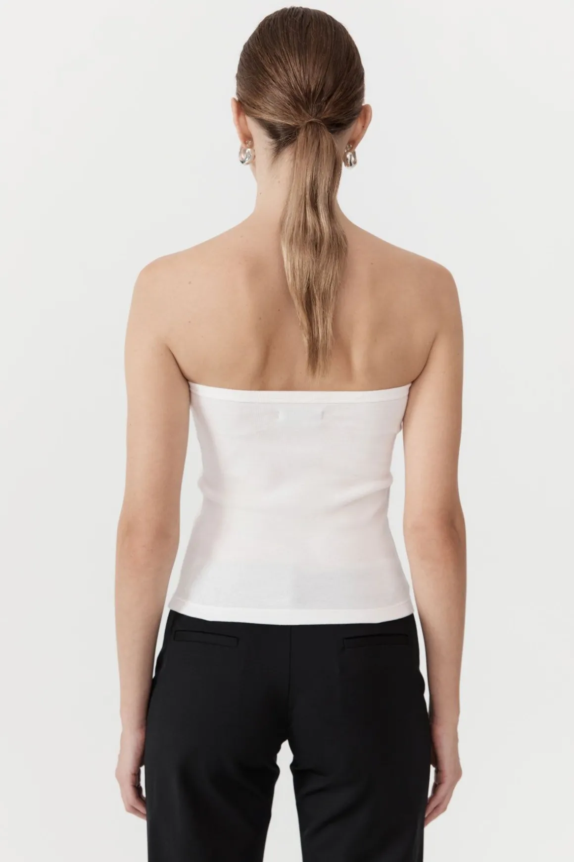 St. Agni Organic Cotton Strapless Top - White