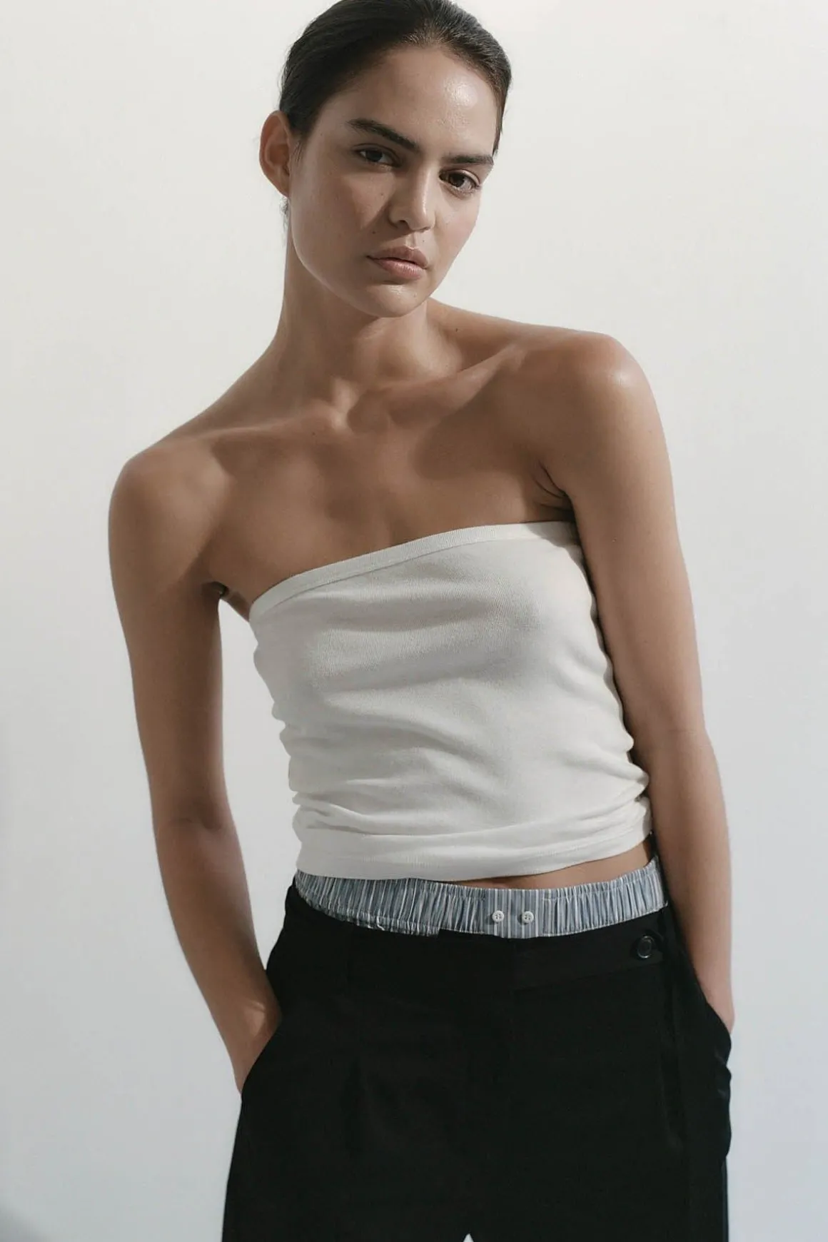 St. Agni Organic Cotton Strapless Top - White