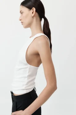 St. Agni Organic Cotton V Back Tank - White
