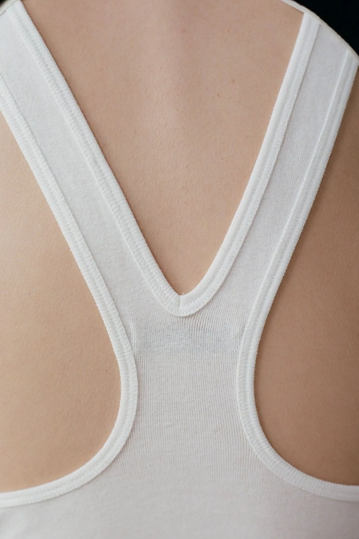 St. Agni Organic Cotton V Back Tank - White