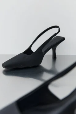 St. Agni Paris Sling Back Kitten Heel - Black