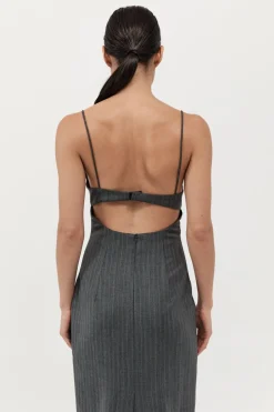 St. Agni Pinstripe Bra Dress - Stone Blue Stripe