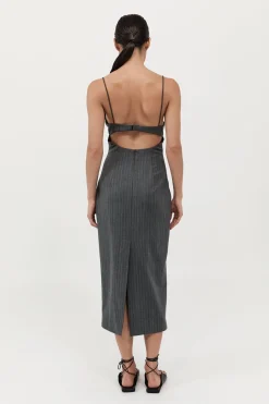 St. Agni Pinstripe Bra Dress - Stone Blue Stripe