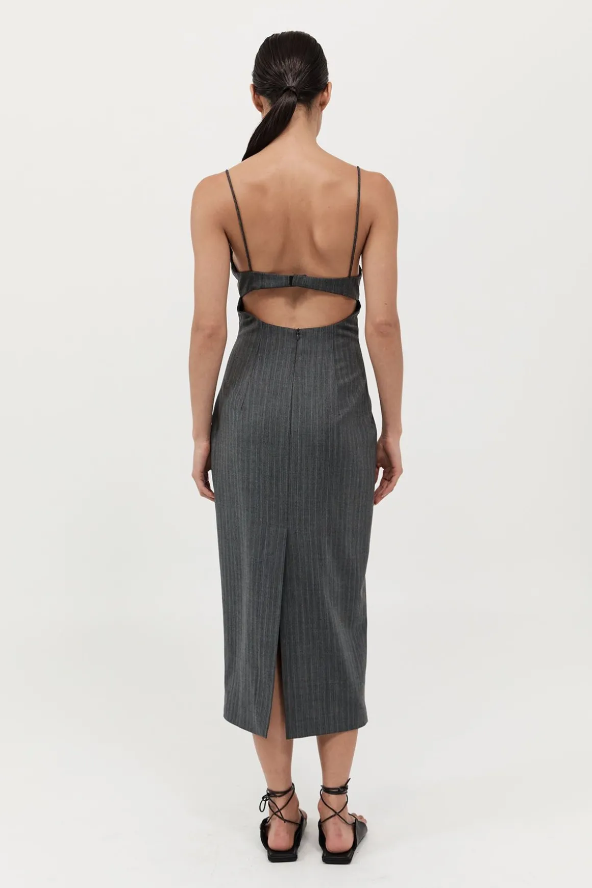 St. Agni Pinstripe Bra Dress - Stone Blue Stripe