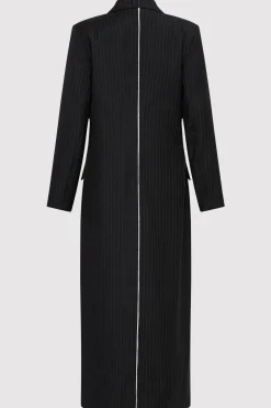 St. Agni Pinstripe Maxi Coat - Black