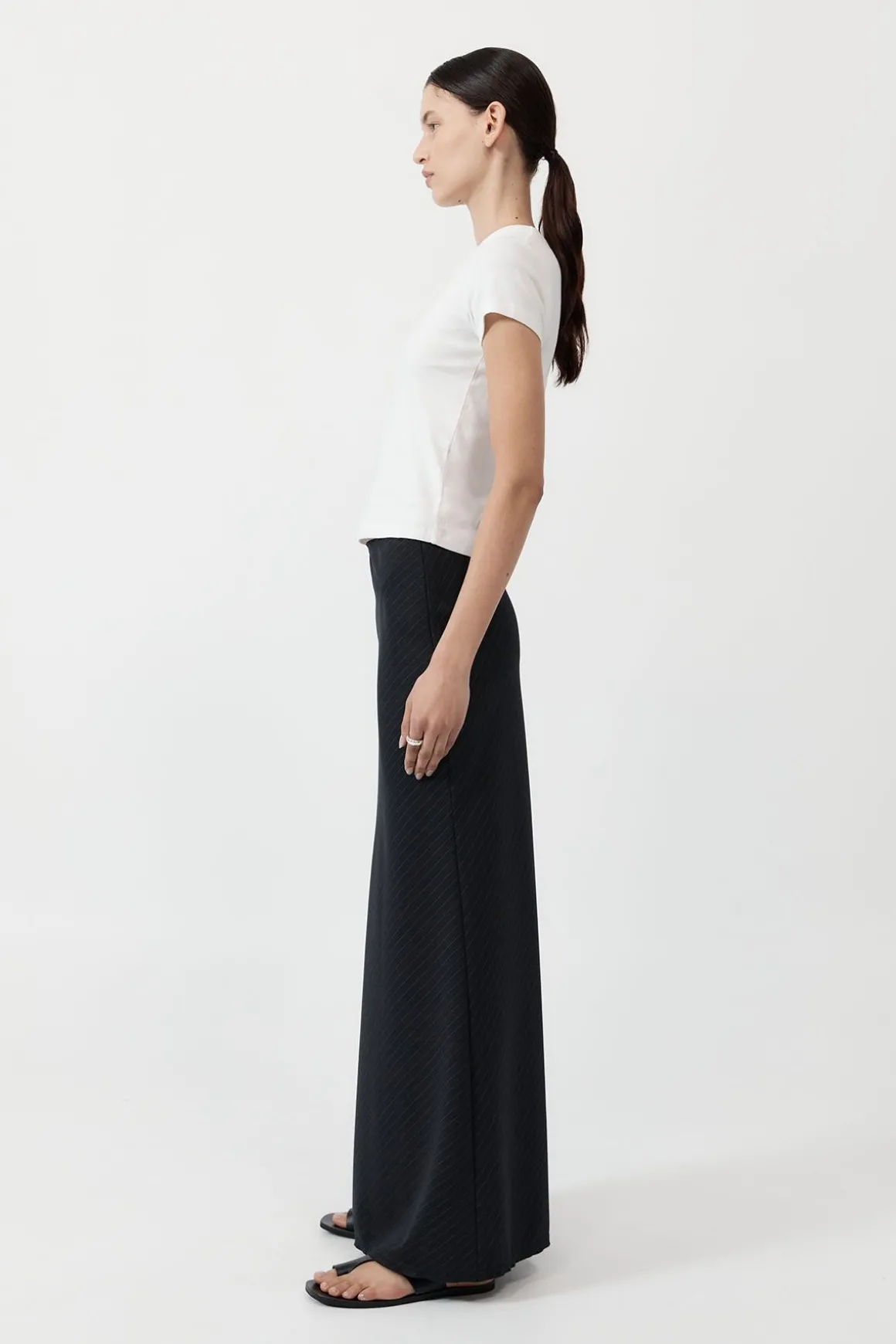 St. Agni Pinstripe Maxi Skirt - Black