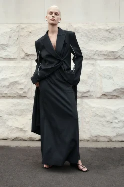 St. Agni Pinstripe Maxi Skirt - Black