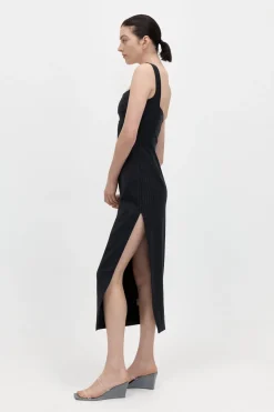 St. Agni Pinstripe Midi Dress - Black