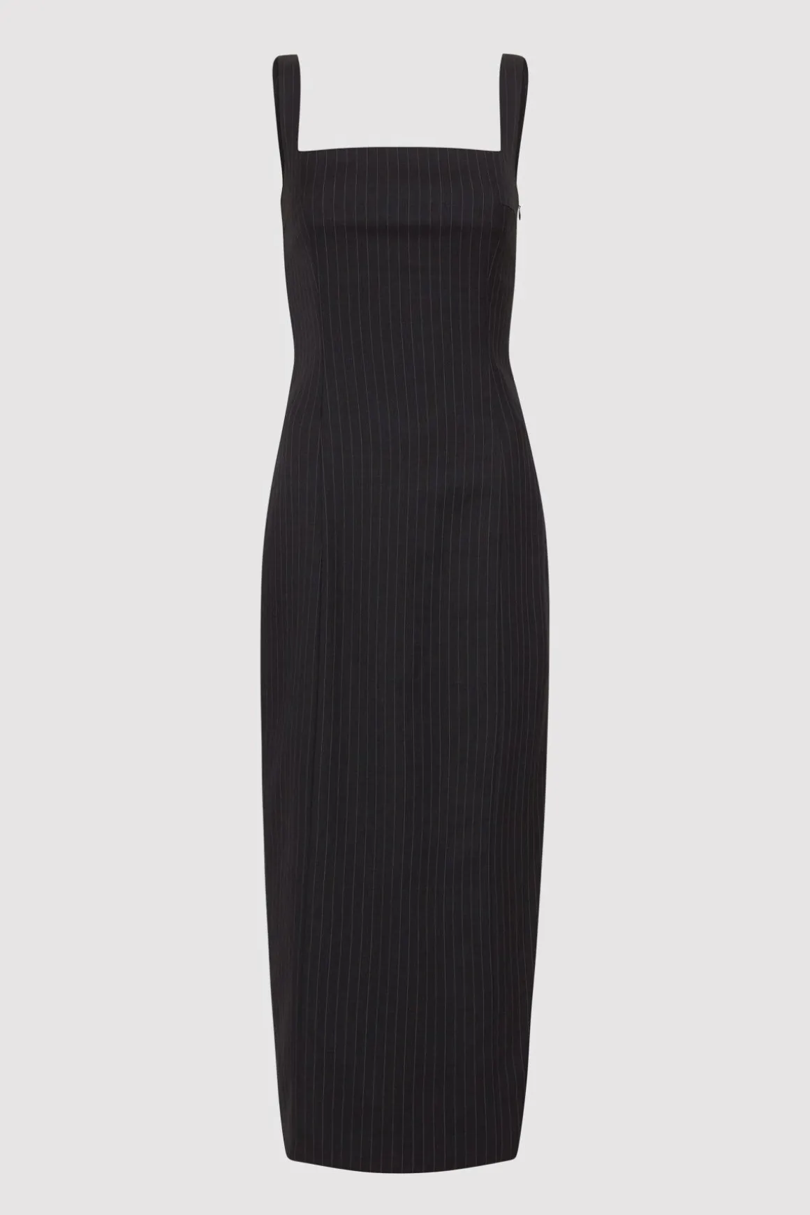 St. Agni Pinstripe Midi Dress - Black
