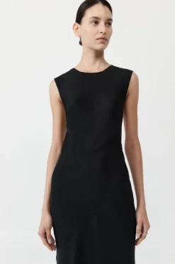 St. Agni Pinstripe Silk Maxi Dress - Black