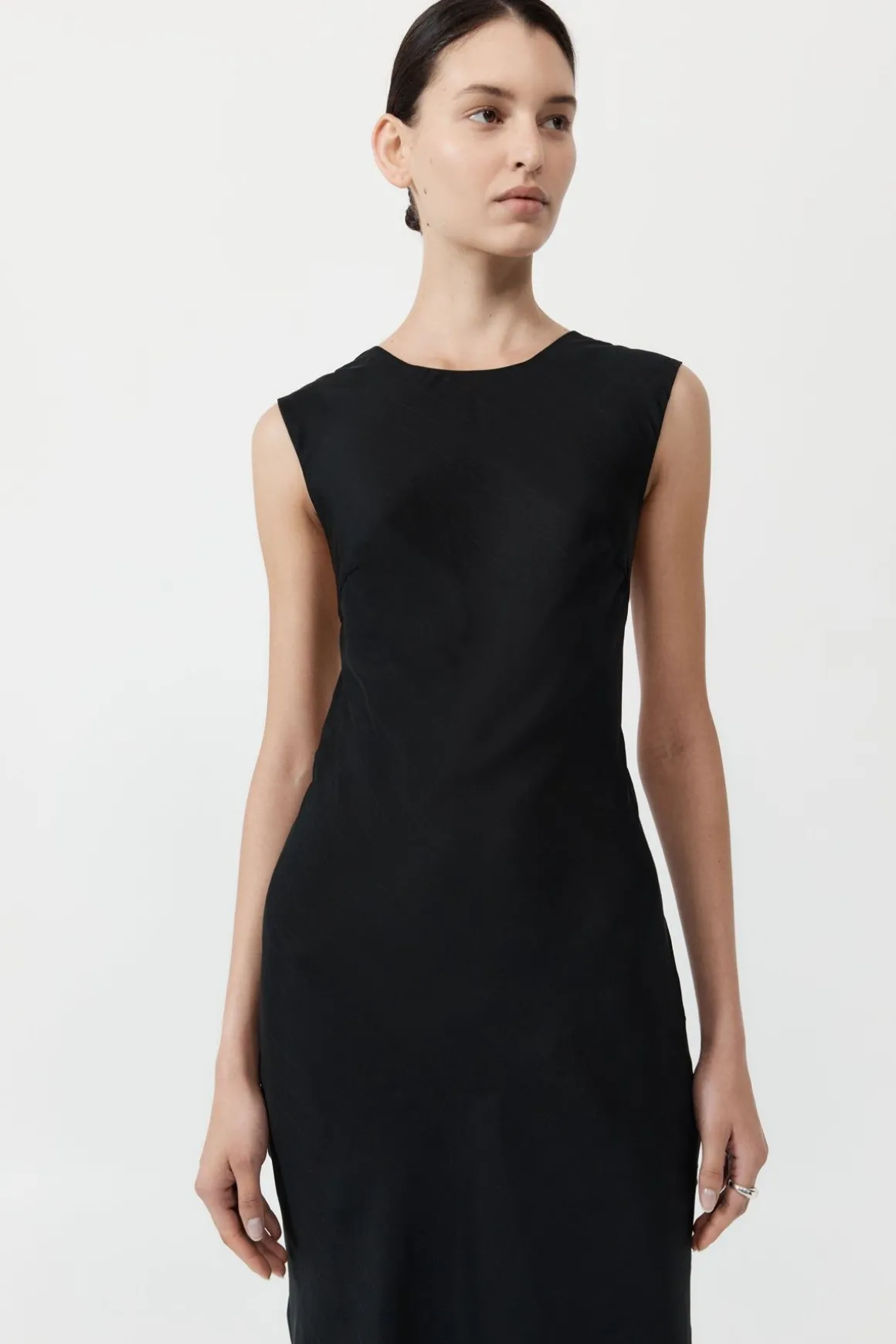 St. Agni Pinstripe Silk Maxi Dress - Black