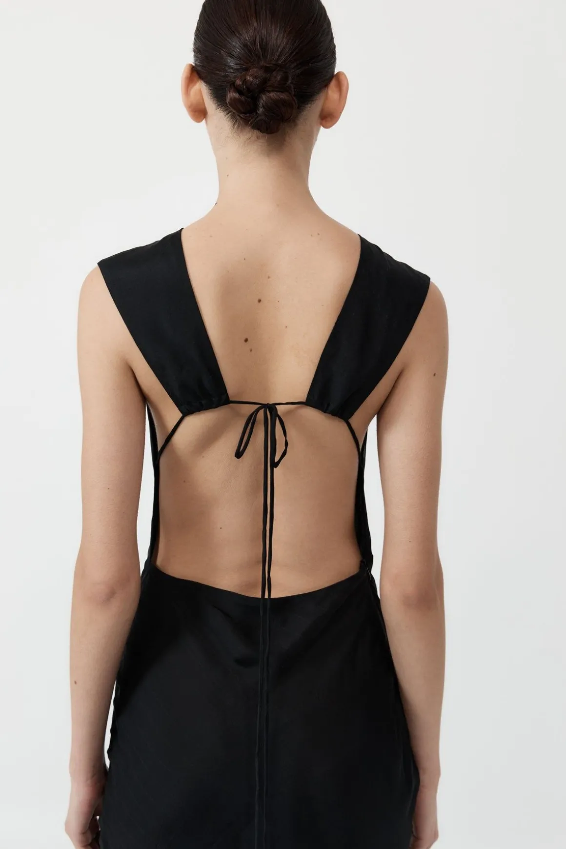 St. Agni Pinstripe Silk Maxi Dress - Black