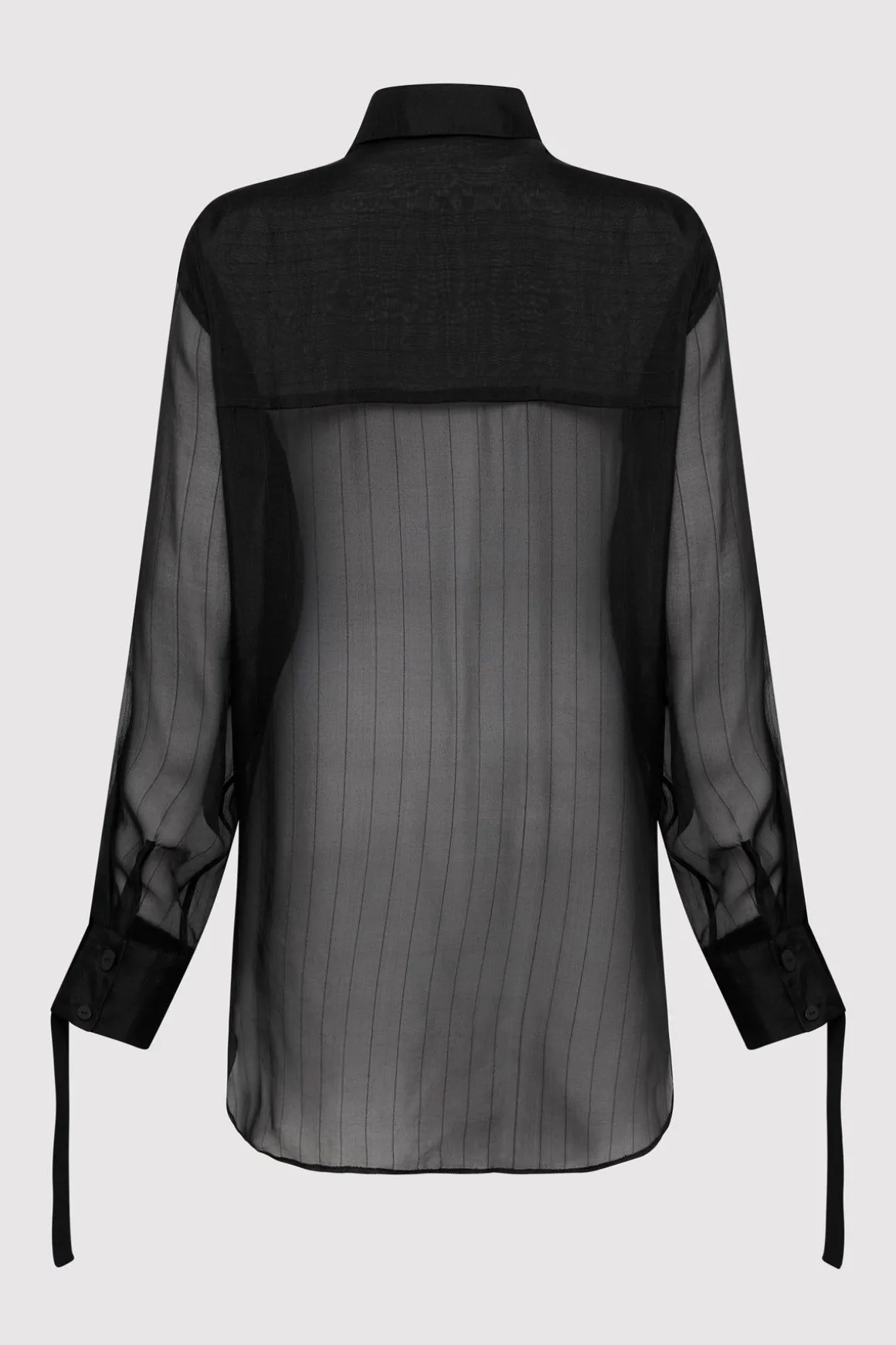 St. Agni Pinstripe Silk Shirt - Black