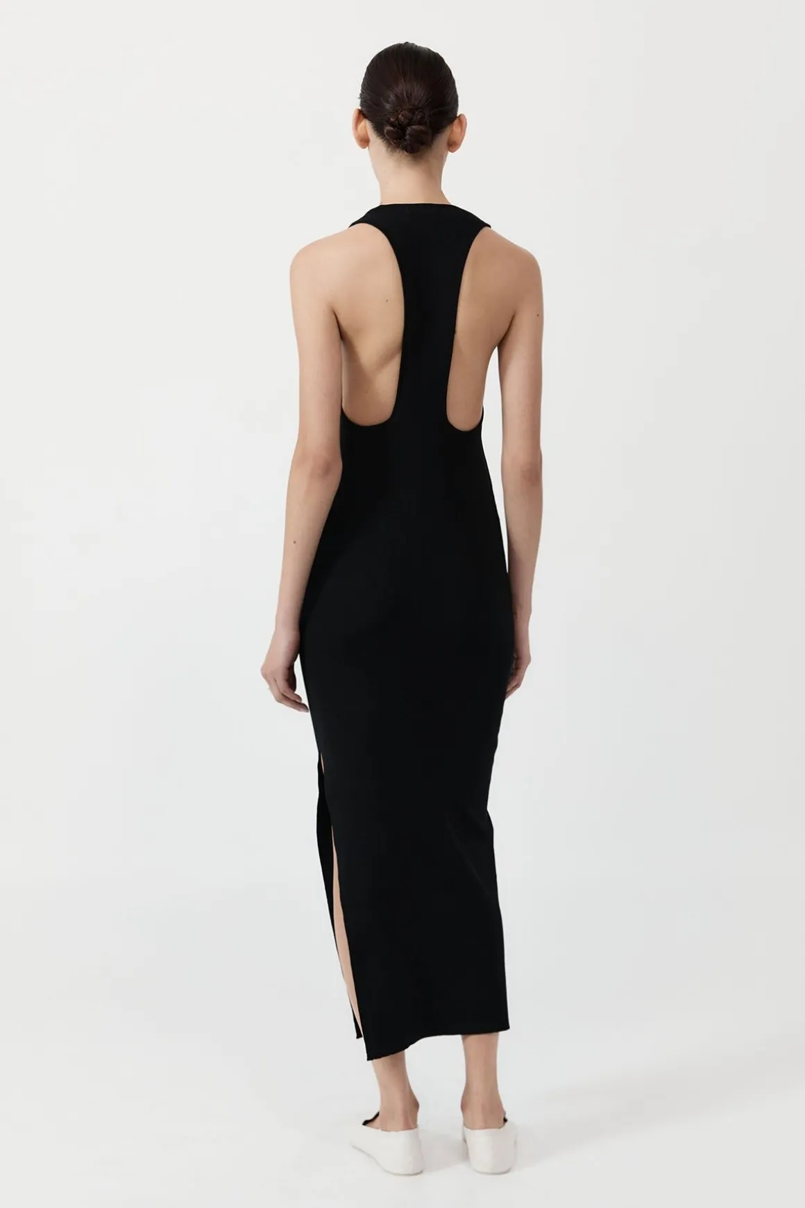 St. Agni Plunge Neck Knit Dress - Black
