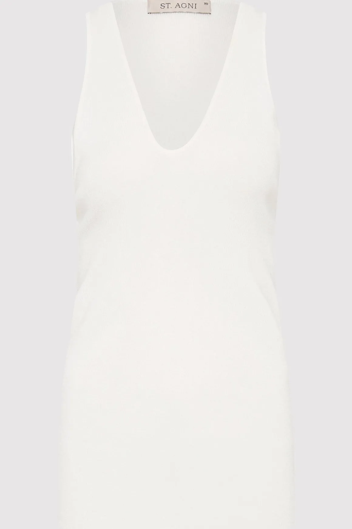 St. Agni Plunge Neck Knit Top - White