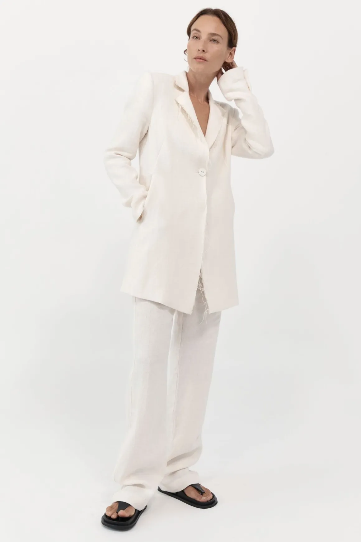 St. Agni Raw Edge Blazer - Ivory