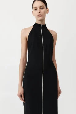 St. Agni Raw Edge Halter Dress - Black