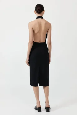 St. Agni Raw Edge Halter Dress - Black