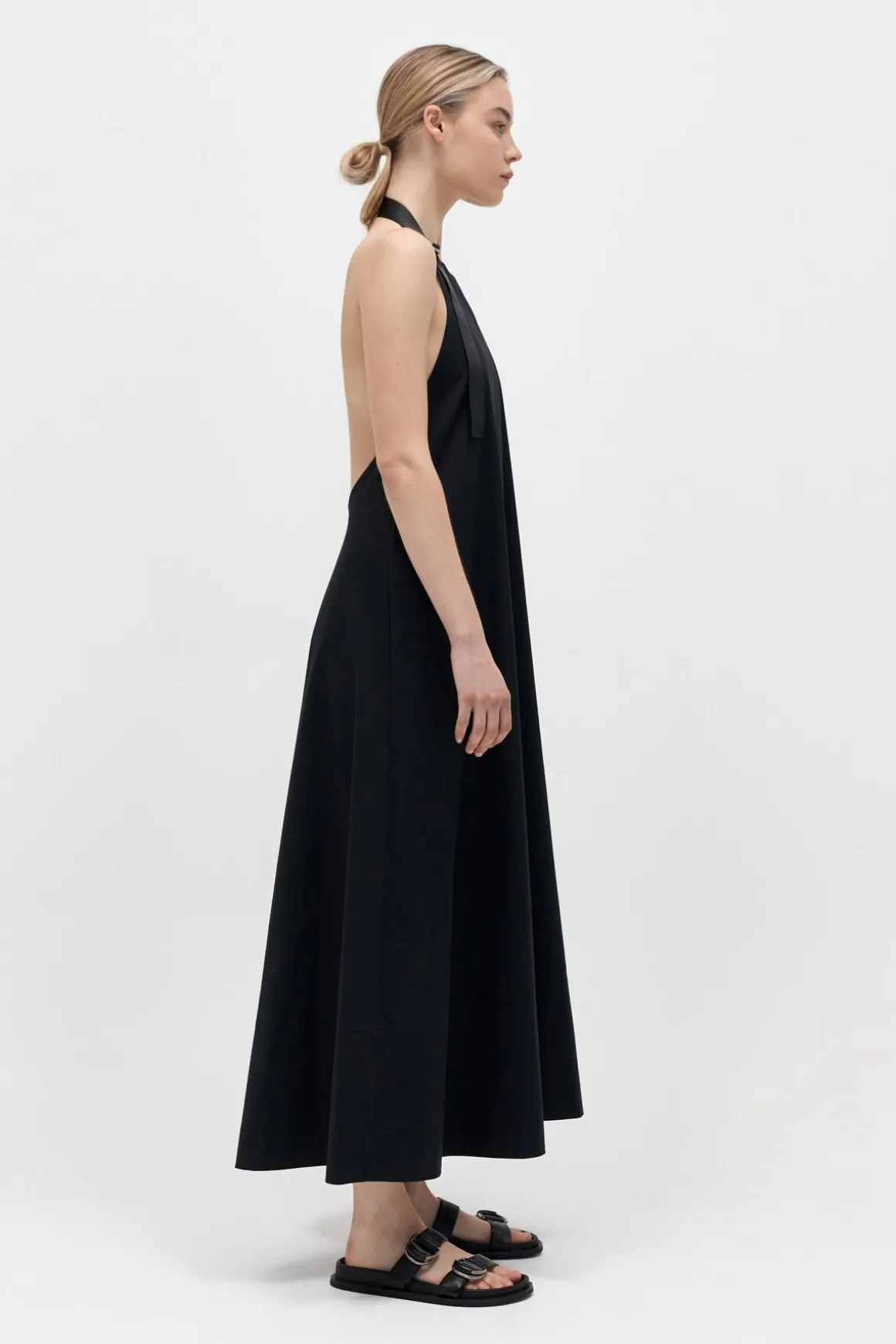 St. Agni Ring Detail Halter Dress - Black