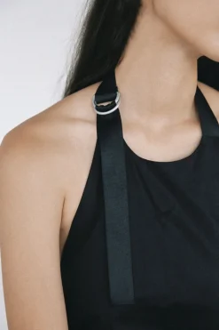 St. Agni Ring Detail Halter Dress - Black