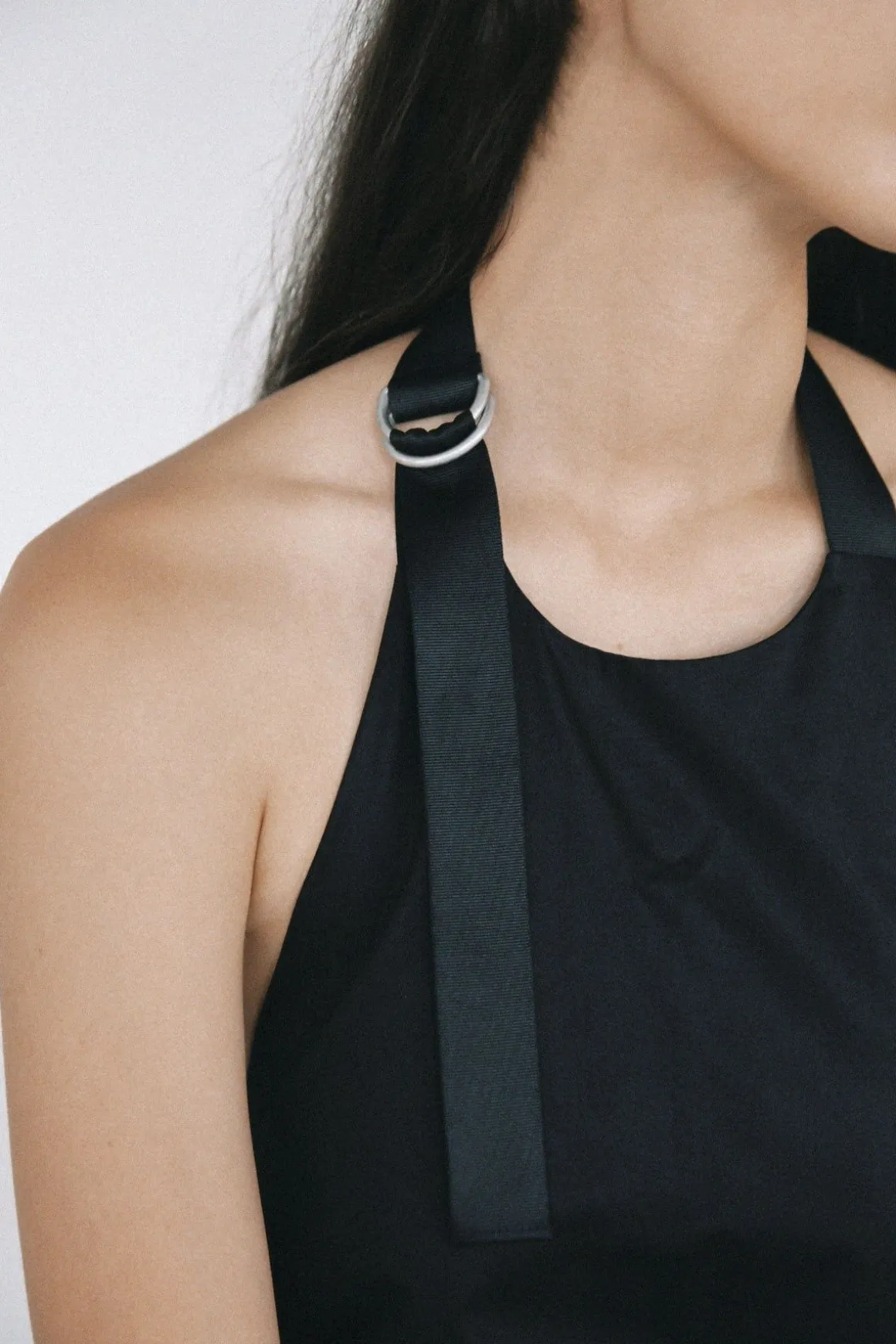 St. Agni Ring Detail Halter Dress - Black