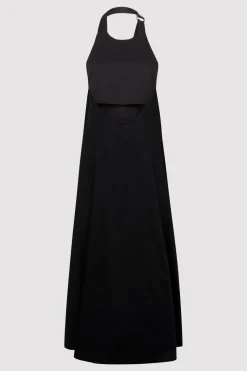 St. Agni Ring Detail Halter Dress - Black