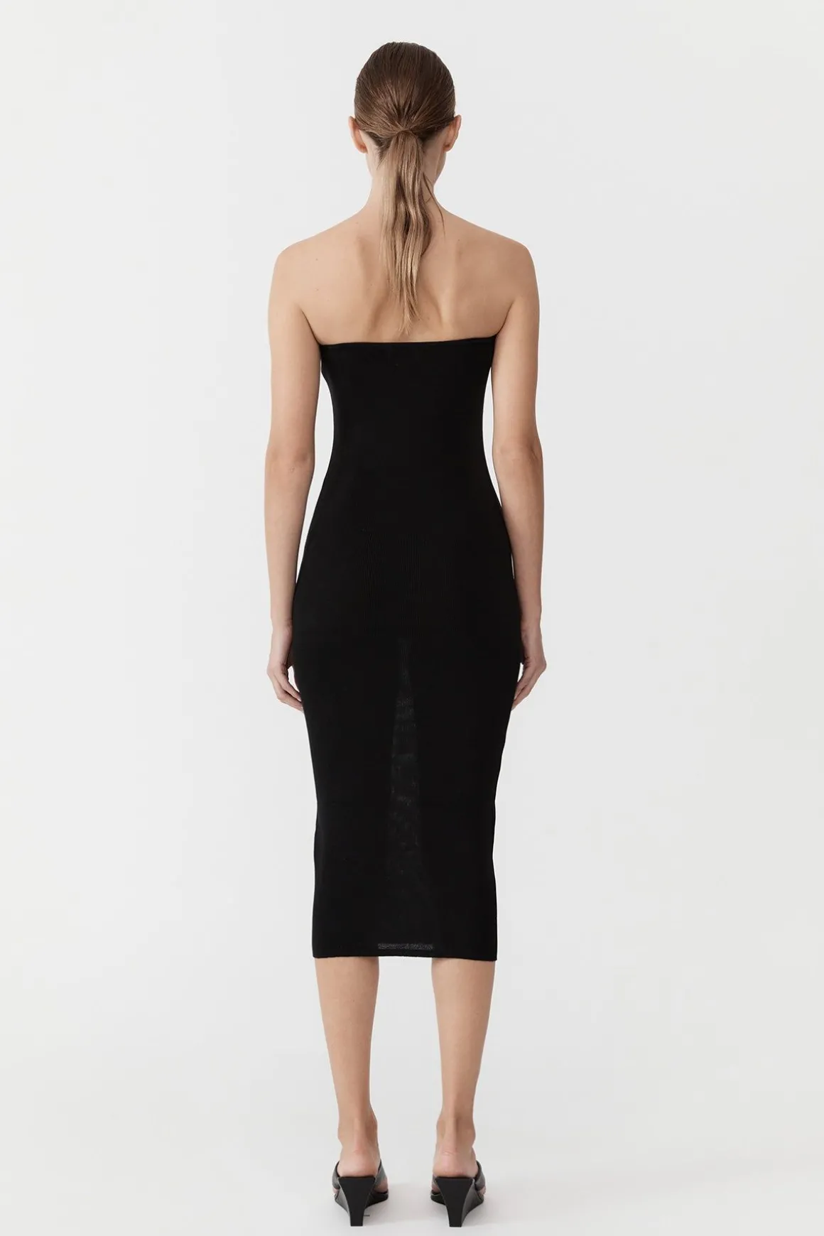 St. Agni 90s Strapless Knit Midi Dress - Black