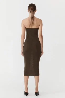St. Agni 90s Strapless Knit Midi Dress - Kelp