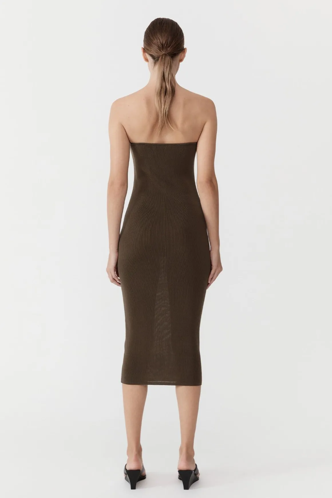 St. Agni 90s Strapless Knit Midi Dress - Kelp