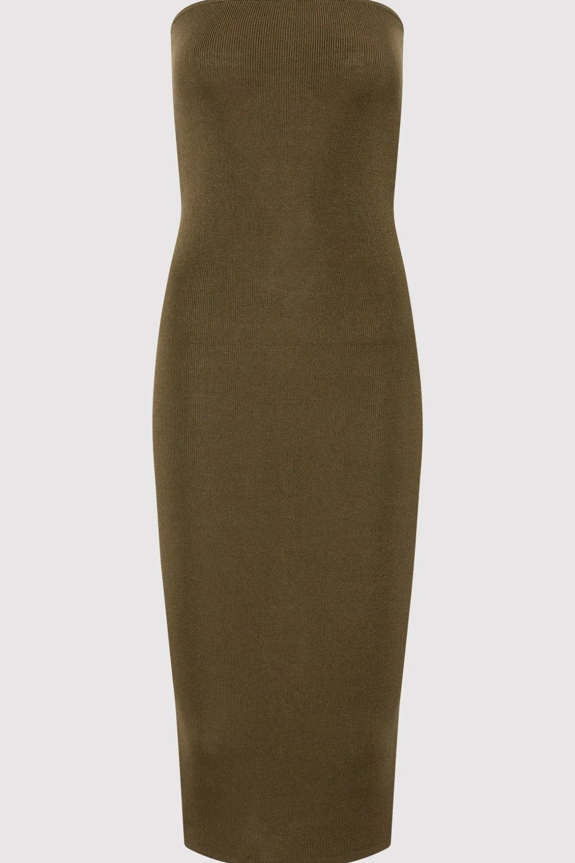 St. Agni 90s Strapless Knit Midi Dress - Kelp