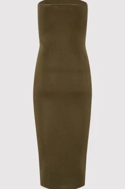 St. Agni 90s Strapless Knit Midi Dress - Kelp