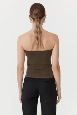 St. Agni 90s Strapless Knit Top - Kelp