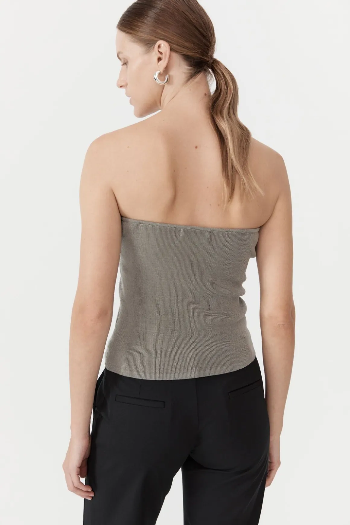St. Agni 90s Strapless Knit Top - Shadow