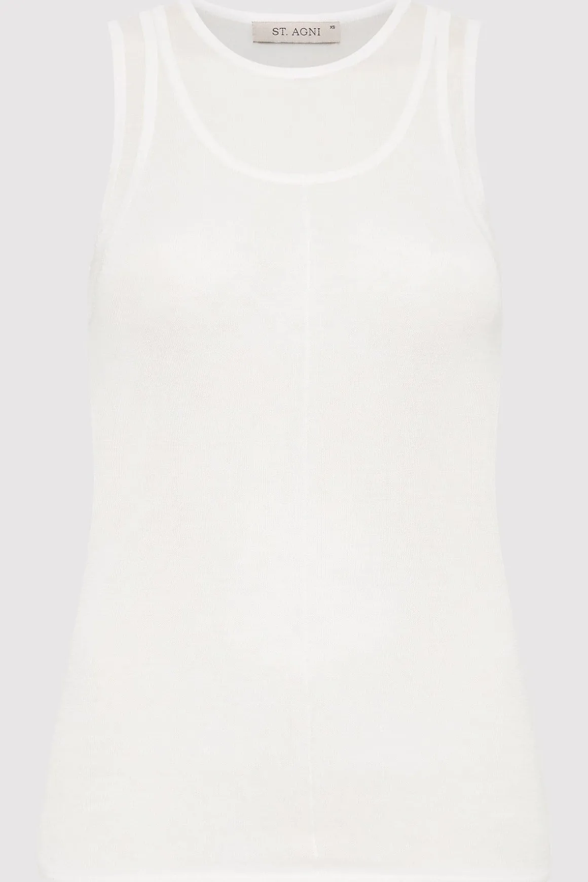 St. Agni Semi Sheer Double Layer Tank - White