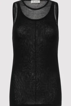 St. Agni Semi Sheer Double Layer Tank - Black
