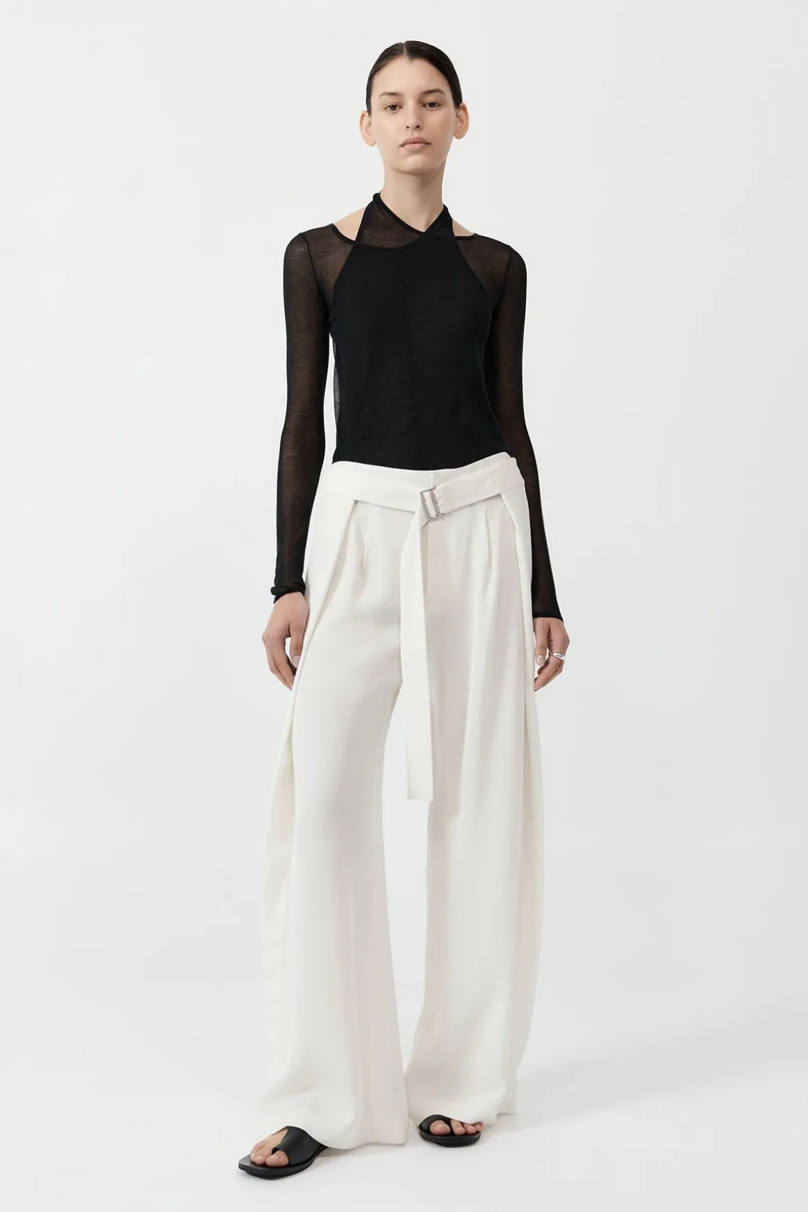 St. Agni Semi Sheer Loop Top - Black