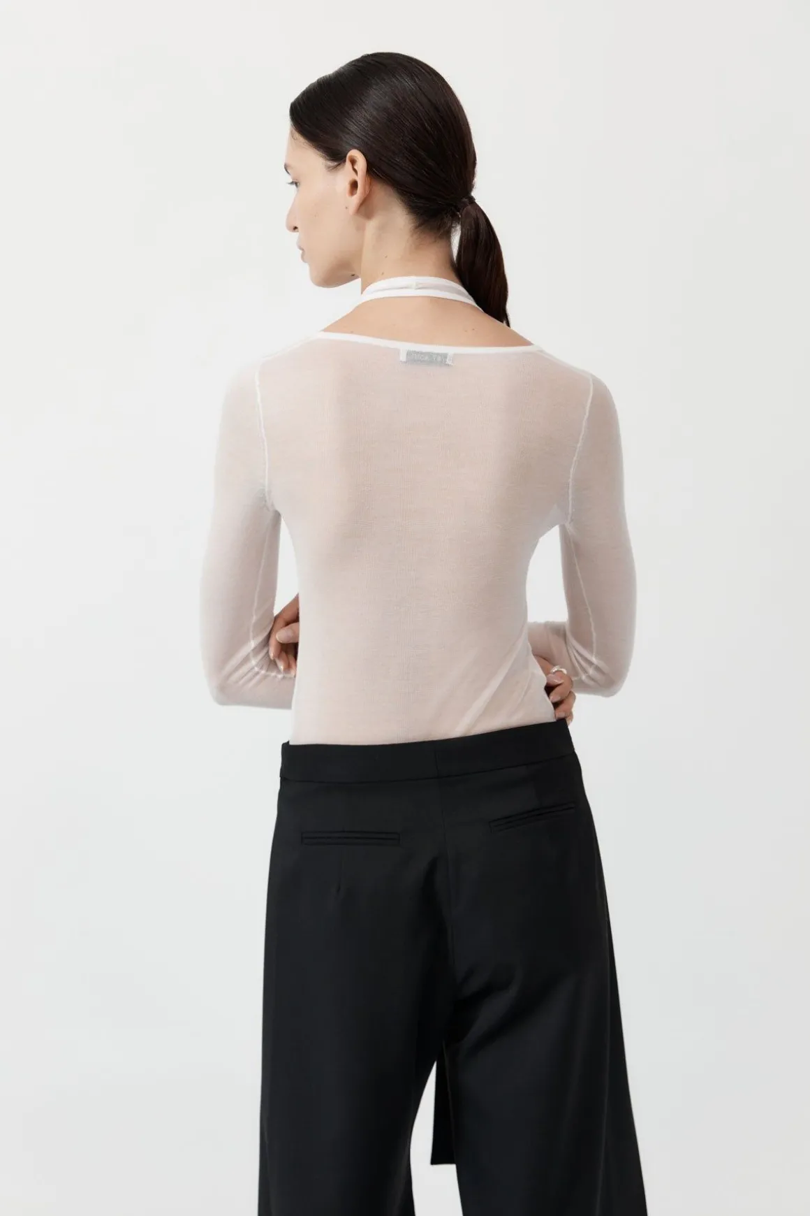 St. Agni Semi Sheer Loop Top - White