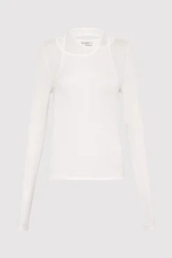 St. Agni Semi Sheer Loop Top - White